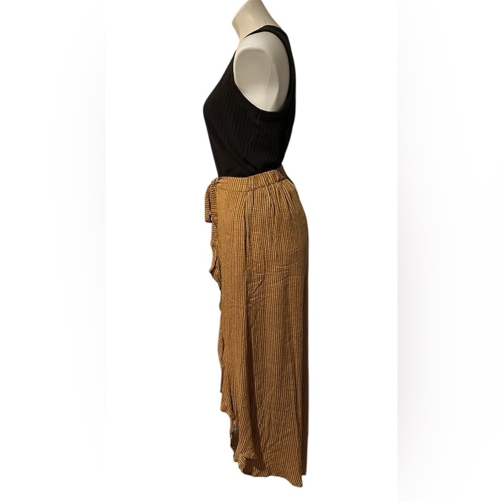 Kori fly-away tie waist pants / jumpsuit hobo wide leg. - Picture 4 of 13